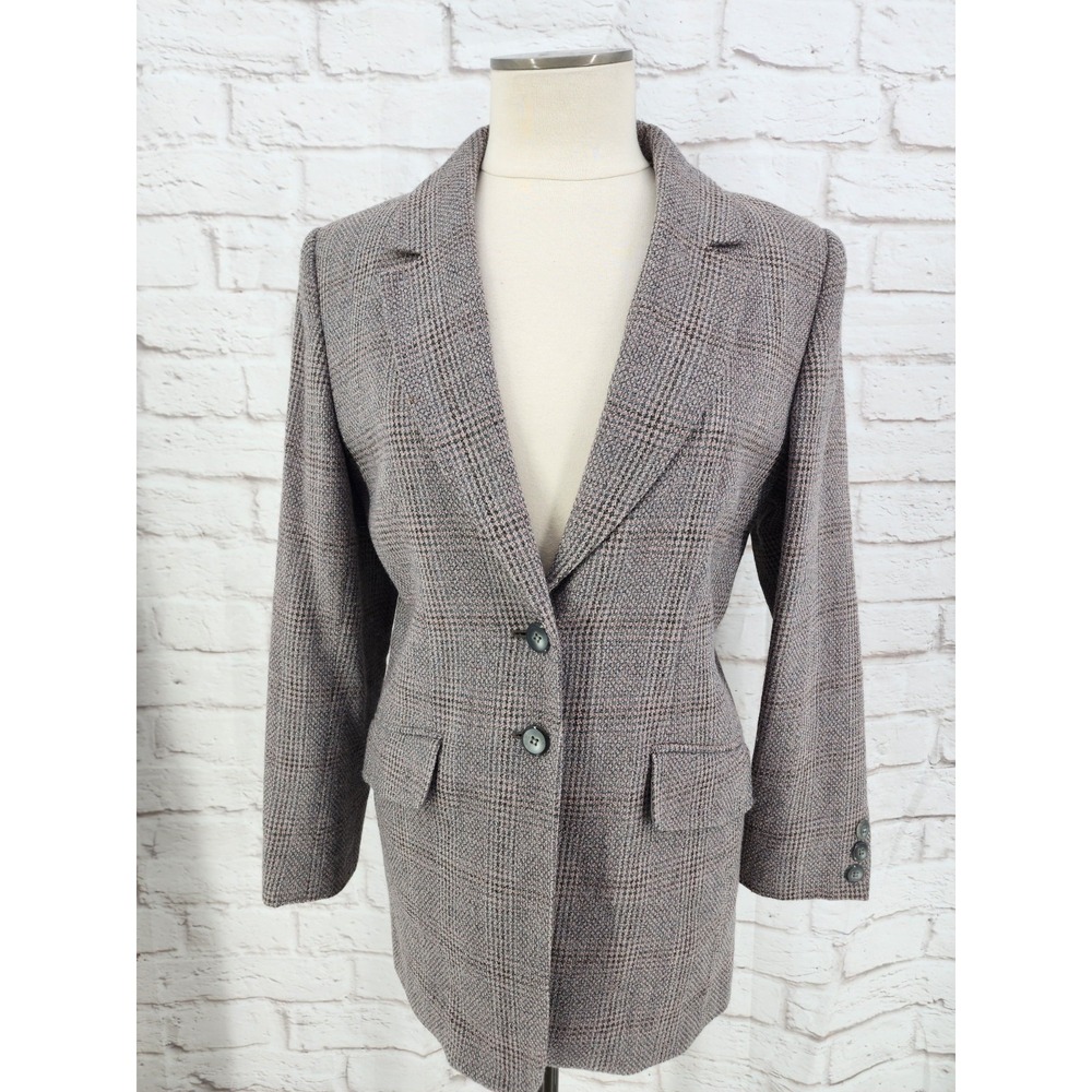 Vintage Longline Blazer Plaid 8 Academia Heritage‎ Wool Blend Jacket Career Work